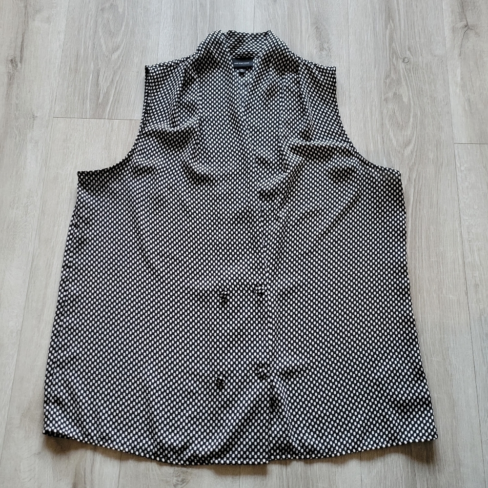Women's XL Who What Wear Black and White Polka Dot V-neck Tunic Tank